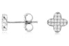 ESTATE .20CT DIAMOND 14KT WHITE GOLD 3D ROUND CLASSIC PAVE FLOWER STUD EARRINGS
