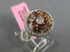 ESTATE LARGE 1.69CT MULTI COLOR DIAMOND 18KT WHITE ROSE GOLD FILIGREE ROUND RING