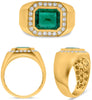 ESTATE WIDE 2.82CT DIAMOND & AAA EMERALD 14KT YELLOW GOLD ROUND SQUARE MENS RING