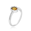 .88CT DIAMOND & AAA CITRINE 14KT WHITE GOLD 3D OVAL ROUND & BAGUETTE HALO RING