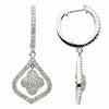 ESTATE .88CT DIAMOND 18K WHITE GOLD 3D FOUR LEAF CLOVER FLOWER HANGING EARRINGS