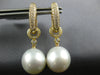 .49CT DIAMOND & SOUTH SEA PEARL 18KT YELLOW GOLD ETOILE HUGGIE HANGING EARRINGS