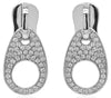 ESTATE 1.0CT DIAMOND 18K WHITE GOLD 3D ROUND OPEN TEAR DROP FUN HANGING EARRINGS
