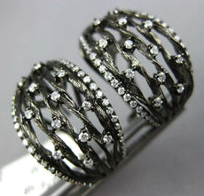 WIDE .60CT DIAMOND 14KT BLACK GOLD 3D MULTI ROW ETOILE CLIP ON HANGING EARRINGS