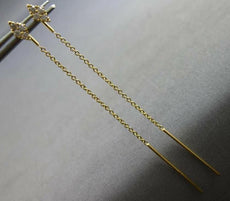 ESTATE .14CT DIAMOND 18KT YELLOW GOLD 3D GEOMETRICAL BAR FUN HANGING EARRINGS