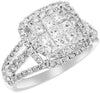WIDE 1.52CT DIAMOND 18KT WHITE GOLD 3D ROUND & PRINCESS SQUARE FRIENDSHIP RING