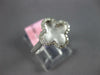 ESTATE .20CT DIAMOND 14K WHITE GOLD 4 LEAF CLOVER FLOWER MATTE & SHINY LOVE RING