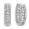 WIDE 2.91CT DIAMOND 14KT WHITE GOLD 3D INSIDE OUT HUGGIE HOOP HANGING EARRINGS