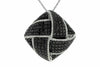 ESTATE 2.90CT WHITE & BLACK DIAMOND 14KT WHITE GOLD 3D SQUARE MULTI ROW PENDANT