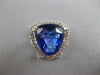 LARGE 11.33CT DIAMOND & AAA TANZANITE 18KT WHITE GOLD TRILLION ENGAGEMENT RING