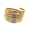 EXTRA LARGE .71CT DIAMOND 18KT 2 TONE GOLD SQUARE FLEXIBLE SNAKE BANGLE BRACELET