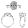 ESTATE .60CT DIAMOND 14KT WHITE GOLD ROUND & BAGUETTE CLUSTER OVAL HALO FUN RING