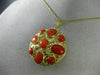 ANTIQUE LARGE AAA CORAL 18KT YELLOW GOLD DOUBLE SIDED FILIGREE PENDANT #16494