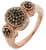 WHITE & CHOCOLATE FANCY DIAMOND 14KT ROSE GOLD 3D OVAL CLUSTER ANNIVERSARY RING