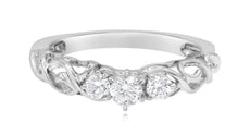 .37CT DIAMOND 14K WHITE GOLD ROUND 3 STONE CRISS CROSS FILIGREE ENGAGEMENT RING