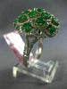 ESTATE LARGE 4.87CT DIAMOND & AAA EMERALD 18KT 2 TONE GOLD FLOWER CLUSTER RING