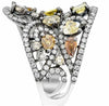 LARGE 3.31CT WHITE & MULTI COLOR DIAMOND 18KT WHITE GOLD 3D MULTI SHAPE FUN RING