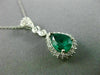 ANTIQUE 1.31CT DIAMOND & COLOMBIAN EMERALD 14KT WHITE GOLD PEAR PENDANT #21007