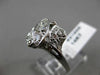 ANTIQUE WIDE .75CT OLD MINE DIAMOND 14KT WHITE GOLD FLORAL MILGRAIN RING #21956