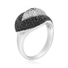ESTATE 1.15CT WHITE & BLACK DIAMOND 14KT WHITE GOLD 3D LUCKY EVIL EYE FUN RING