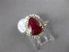 ESTATE 2.16CT DIAMOND & AAA RUBY PLATINUM 3D PEAR SHAPE & ROUND ENGAGEMENT RING