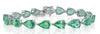 LARGE 17.62CT DIAMOND & AAA EMERALD 18KT WHITE GOLD PEAR SHAPE TENNIS BRACELET