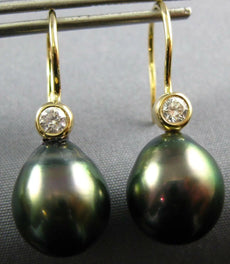 .20CT DIAMOND & TAHITIAN PEARL 18K YELLOW GOLD TEAR DROP ETOILE HANGING EARRINGS