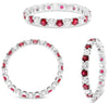 1.57CT DIAMOND & AAA RUBY 14KT WHITE GOLD 3D ROUND WEDDING BAND ANNIVERSARY RING