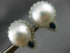 LARGE 2.38CT DIAMOND AAA SAPPHIRE & SOUTH SEA PEARL 18KT WHITE GOLD 3D EARRINGS