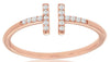 ESTATE .10CT DIAMOND 14KT ROSE GOLD 3D CLASSIC DOUBLE BAR FUN LOVE RING