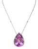 LARGE 100.62CT DIAMOND & AAA KUNZITE 18KT WHITE GOLD 3D PEAR SHAPE LOVE NECKLACE