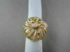 ANTIQUE WIDE  1.60CT DIAMOND 18KT YELLOW GOLD 3D OPEN FILIGREE FLOWER LEAF RING