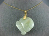 ANTIQUE JADE 14KT YELLOW GOLD 3D HANDCRAFTED CLASSIC LUCKY FISH PENDANT #25825