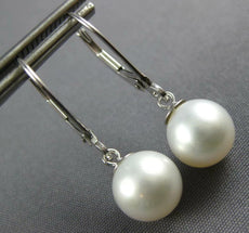 ESTATE AAA SOUTH SEA PEARL 14KT WHITE GOLD 3D CLASSIC LEVERBACK HANGING EARRINGS