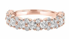 2.16CT DIAMOND 18KT ROSE GOLD 3D MULTI FLOWER 3/4TH ETERNITY ANNIVERSARY RING