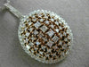 ESTATE LARGE 2.01CT WHITE & PINK DIAMOND 18K 2 TONE GOLD 3D CLUSTER OVAL PENDANT