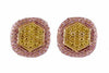 1.69CT PINK & FANCY YELLOW DIAMOND 18KT YELLOW & ROSE GOLD CLIP ON STUD EARRINGS