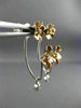 ESTATE .27CT DIAMOND 18KT WHITE & ROSE GOLD 3D FLOWER SOLITAIRE HANGING EARRINGS