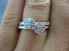 ESTATE .84CT DIAMOND 18KT WHITE & ROSE GOLD 3D DOUBLE FLOWER CLUSTER FUN RING