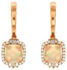 2.09CT DIAMOND & AAA OPAL 14KT ROSE GOLD 3D CUSHION HALO SQUARE HANGING EARRINGS