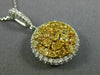 ESTATE LARGE 2.13CT WHITE & FANCY YELLOW DIAMOND 18KT 2 TONE GOLD ROUND PENDANT