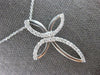 ESTATE 1.02CT DIAMOND 14KT WHITE GOLD MULTI LEAF INFINITY CROSS FLOATING PENDANT