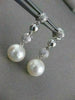 ESTATE .50CT DIAMOND & SOUTH SEA PEARL 14K WHITE GOLD PAVE HANGING EARRINGS 2667