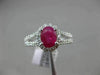 ESTATE 1.55CT DIAMOND & RUBY 14KT WHITE GOLD OVAL HALO FILIGREE ENGAGEMENT RING
