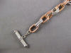 ESTATE LONG .96CT DIAMOND 14KT WHITE & ROSE GOLD OVAL LINK TOGGLE LOVE BRACELET