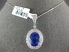EXTRA LARGE 6.5CT DIAMOND & AAA TANZANITE 18KT WHITE GOLD OVAL FLOATING PENDANT