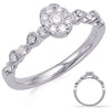 ESTATE .32CT DIAMOND 14K WHITE GOLD 3D ROUND CLUSTER OVAL FLOWER FRIENDSHIP RING