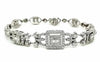 LARGE 4.2CT DIAMOND 18KT WHITE GOLD ROUND & BAGUETTE LOVE KNOT TENNIS BRACELET