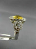 ESTATE 11.0CT DIAMOND & AAA CITRINE 18KT WHITE GOLD SOLITAIRE FILIGREE RING #857