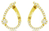 .22CT DIAMOND 14K YELLOW GOLD 3D TEAR DROP FLOWER SIDEWAYS HOOP HANGING EARRINGS
